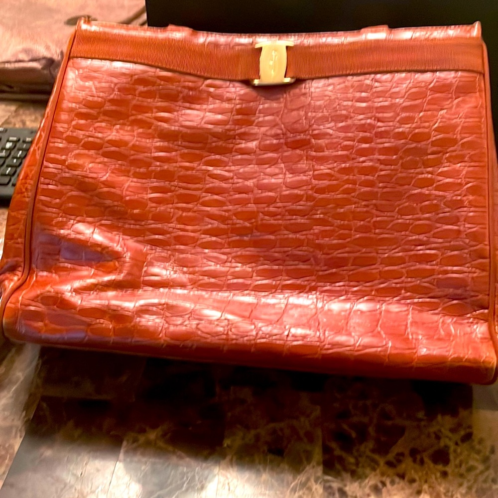 Salvatore Ferragamo Brown Leather Satchel with Structured Design